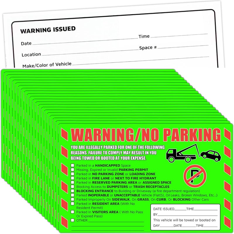 GUEER 100 Pcs Parking Violation Stickers You are Illegally Parked Multi Reasons Hard to Remove Tow Warning Private Parking Warning Sticker for Car Windows (100 Pcs) - Image 1